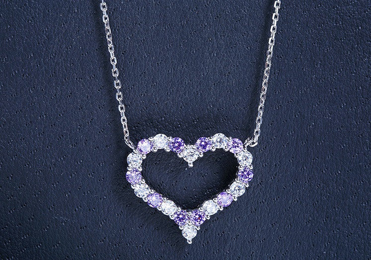 Dazzling Heart Necklace - Amethyst - VivereRosse