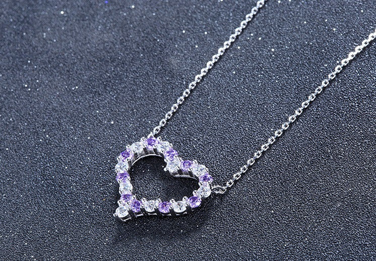 Dazzling Heart Necklace - Amethyst - VivereRosse