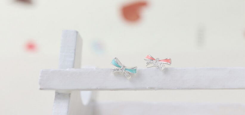 Blush Bow Stud Earrings