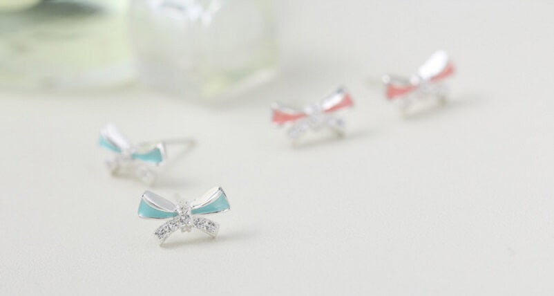 Blush Bow Stud Earrings