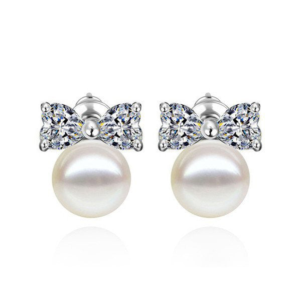 Pearly Bow Stud Earrings