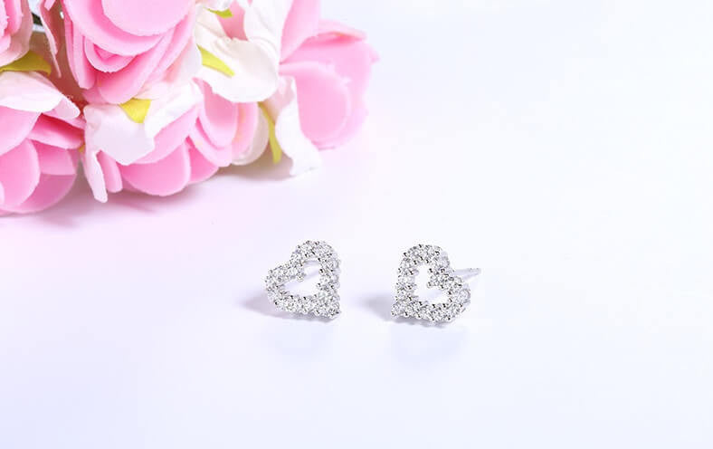 Dazzling Heart Stud Earrings