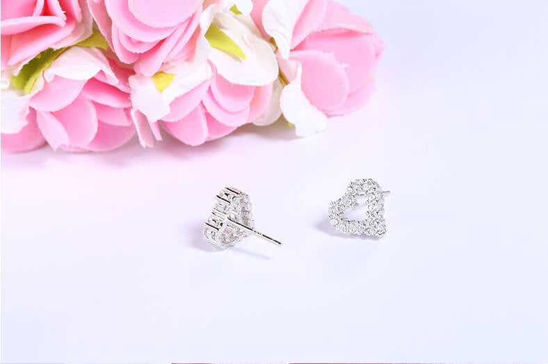 Dazzling Heart Stud Earrings