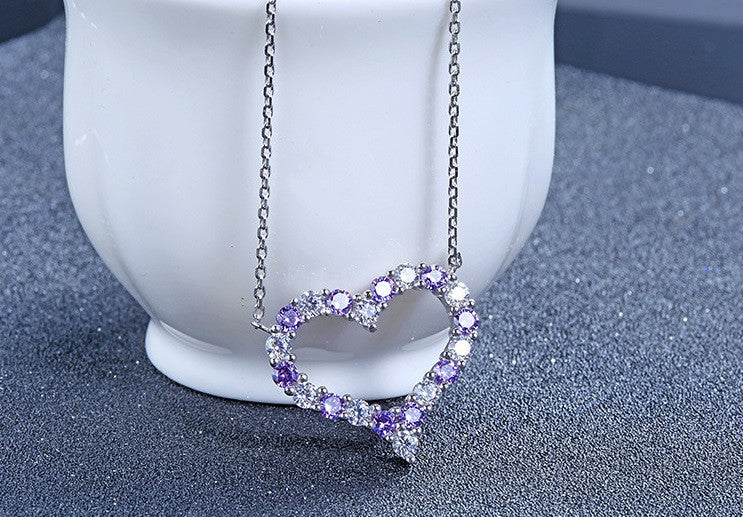 Dazzling Heart Necklace - Amethyst - VivereRosse