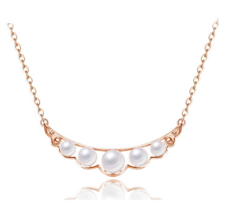 Pearl Quintette Necklace - Silver