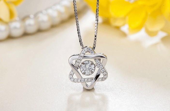 Star of David Dancing Stone Necklace