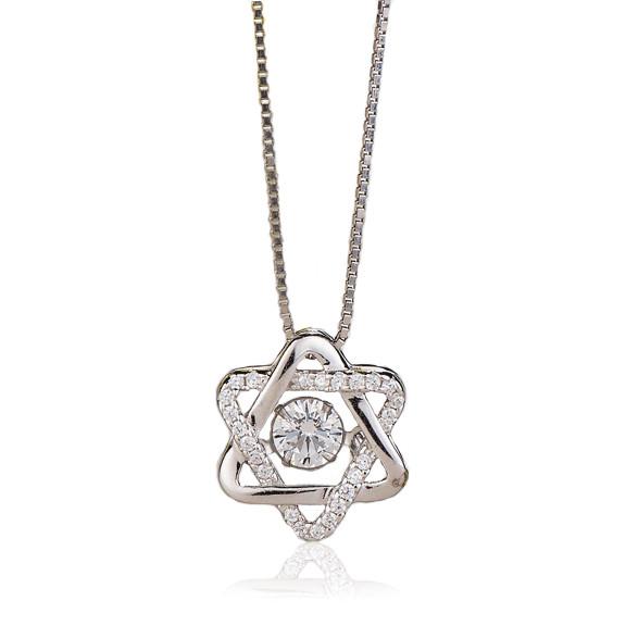 Star of David Dancing Stone Necklace