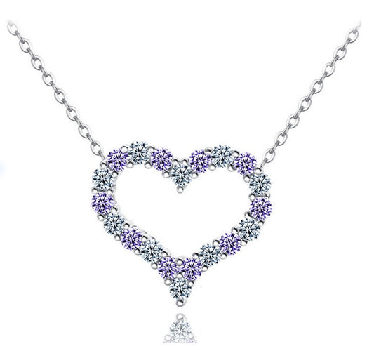 Dazzling Heart Necklace - Amethyst - VivereRosse