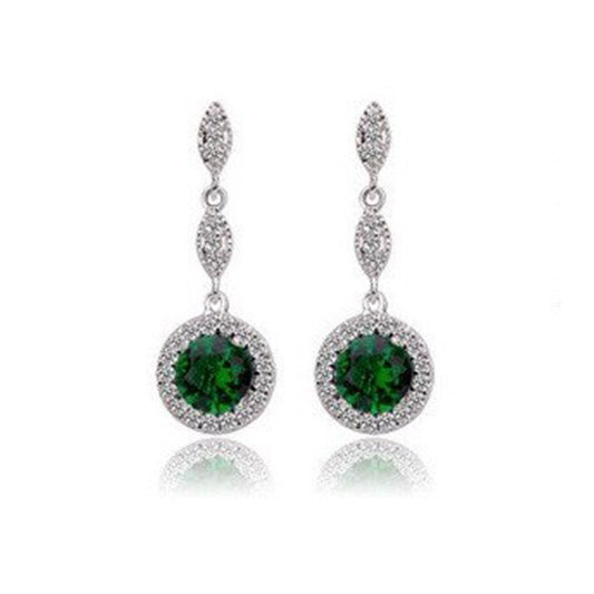 Monroe Link Earrings - Emerald Green