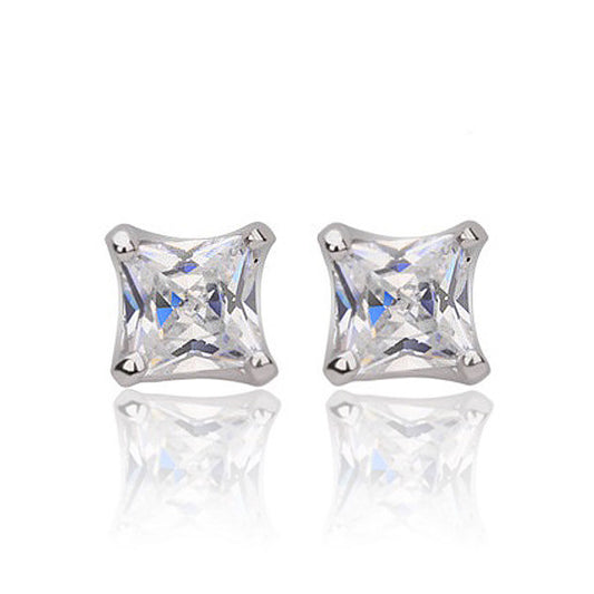 Square Solitaire Stud Earrings