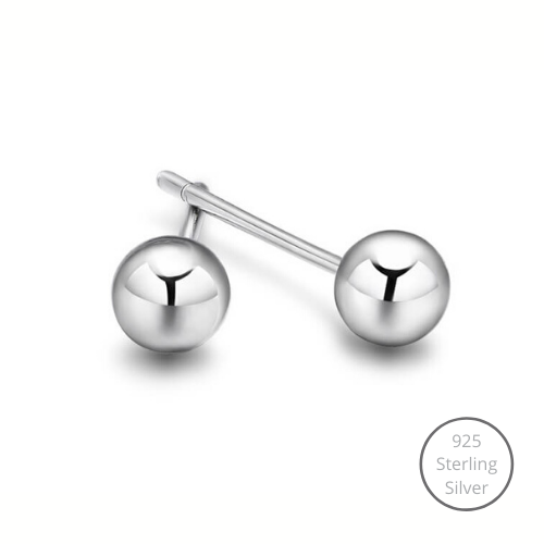 Basic Silver Ball Stud Earrings - 3 sizes