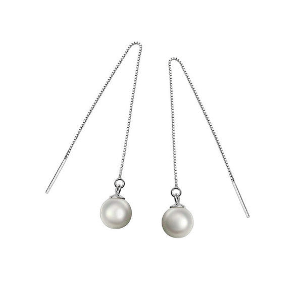 Luminous Pearl Drop Earrings - Silver - VivereRosse