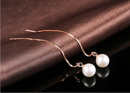 Luminous Pearl Drop Earrings - Silver