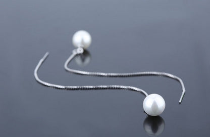 Luminous Pearl Drop Earrings - Silver - VivereRosse