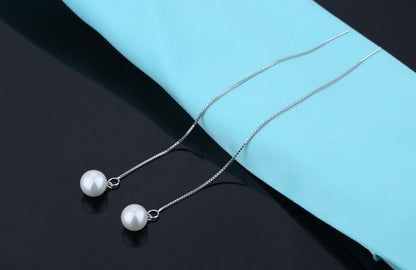 Luminous Pearl Drop Earrings - Silver