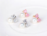 Pearly Bow Stud Earrings