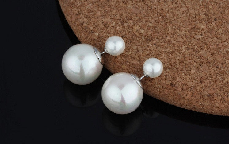 Double Pearl Stud Earrings - VivereRosse