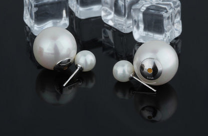 Double Pearl Stud Earrings