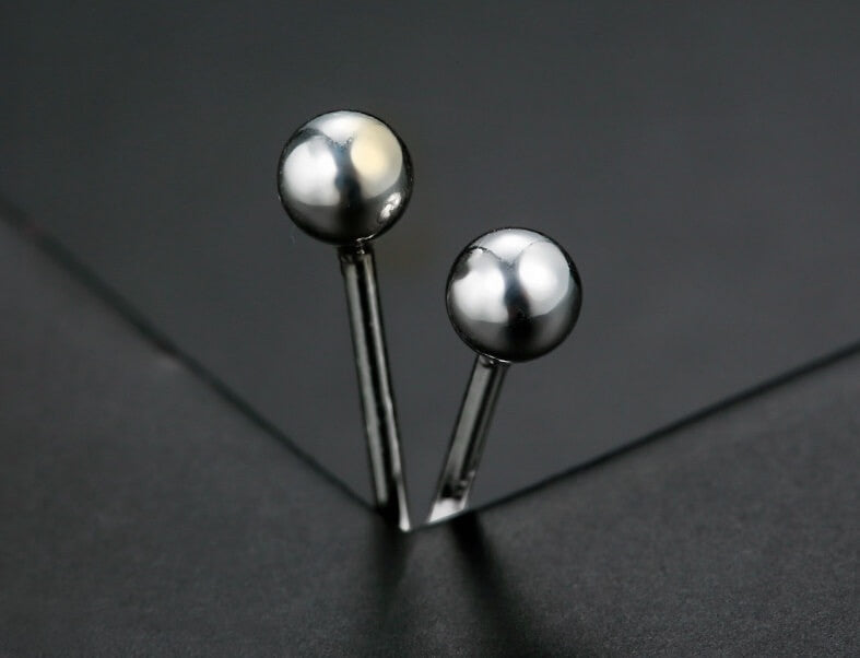 Basic Silver Ball Stud Earrings - 3 sizes