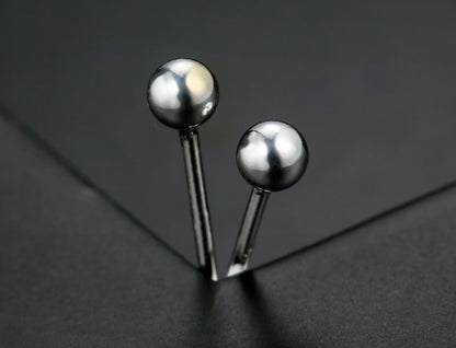 Basic Silver Ball Stud Earrings - 3 sizes