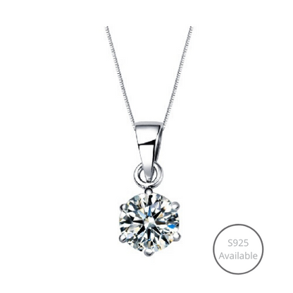 Classic Six Prong Solitaire Necklace