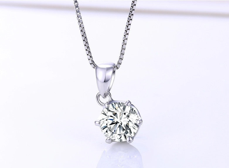 Classic Six Prong Solitaire Necklace - VivereRosse