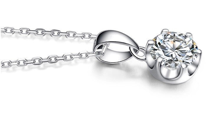 Classic Six Prong Solitaire Necklace - VivereRosse