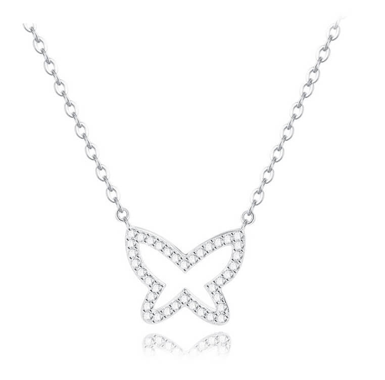 Glitter Fly Necklace - Silver