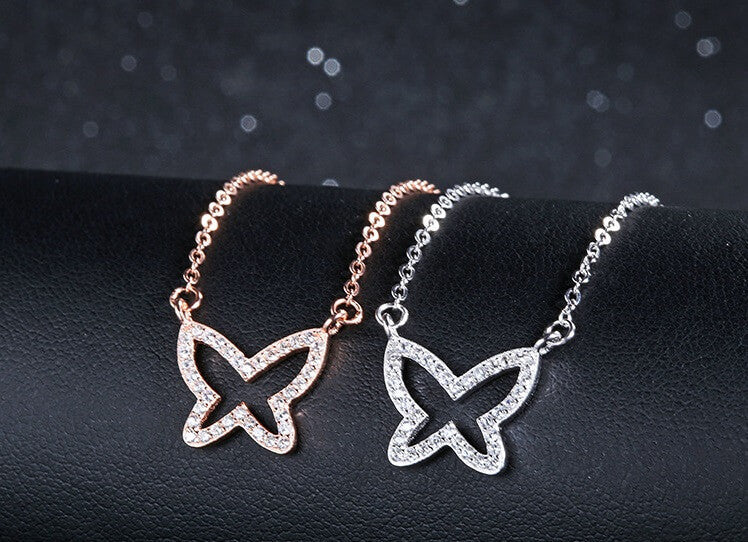 Glitter Fly Necklace - Silver