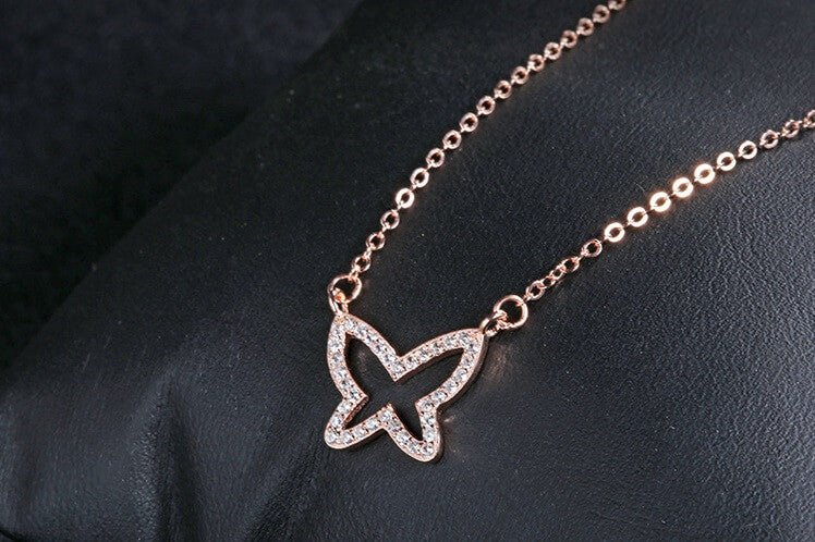 Glitter Fly Necklace - Silver