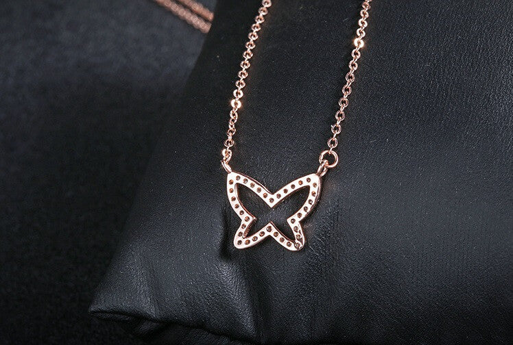 Glitter Fly Necklace - Silver