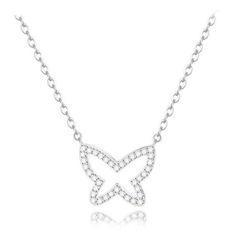 Glitter Fly Necklace - Silver