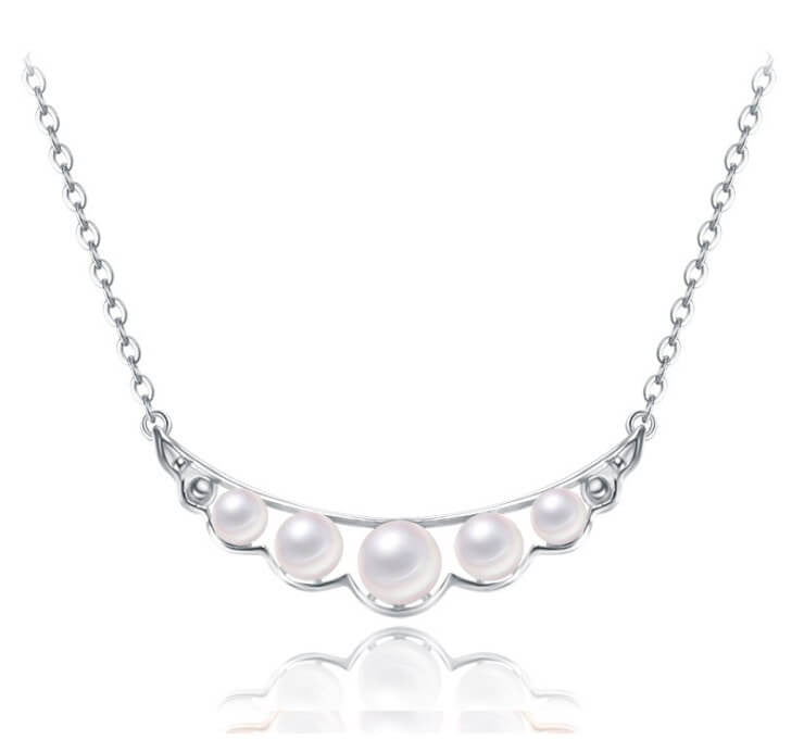 Pearl Quintette Necklace - Rose Gold