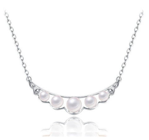 Pearl Quintette Necklace - Silver