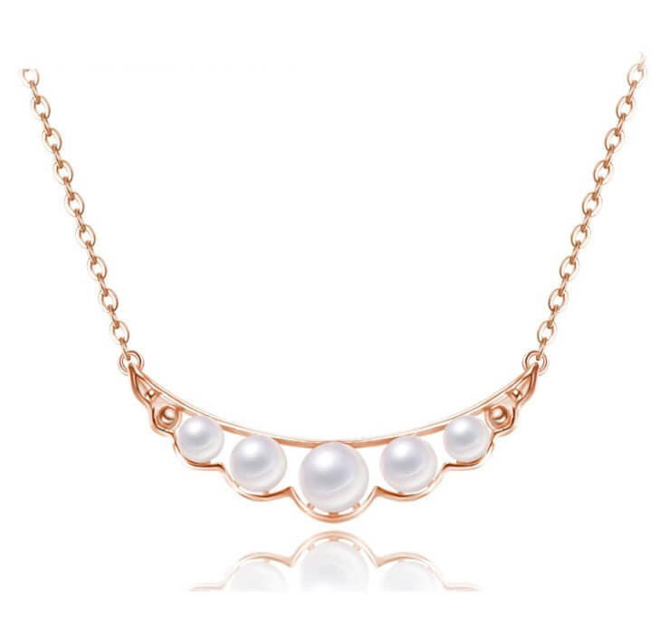 Pearl Quintette Necklace - Rose Gold