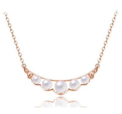 Pearl Quintette Necklace - Rose Gold