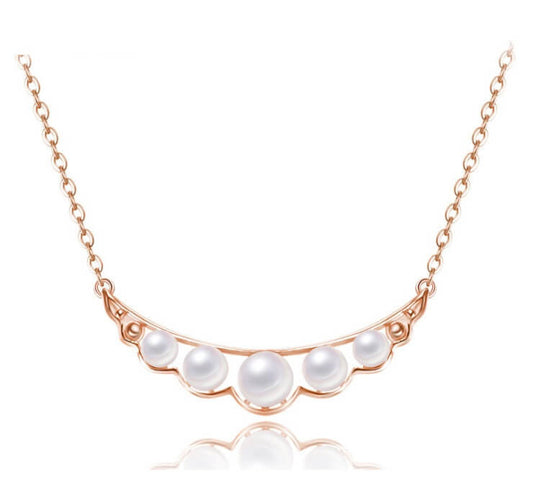 Pearl Quintette Necklace - Rose Gold