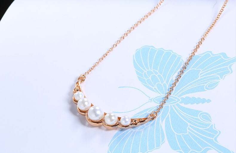 Pearl Quintette Necklace - Rose Gold