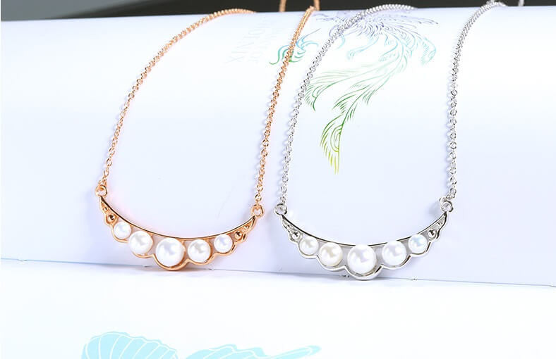 Pearl Quintette Necklace - Rose Gold