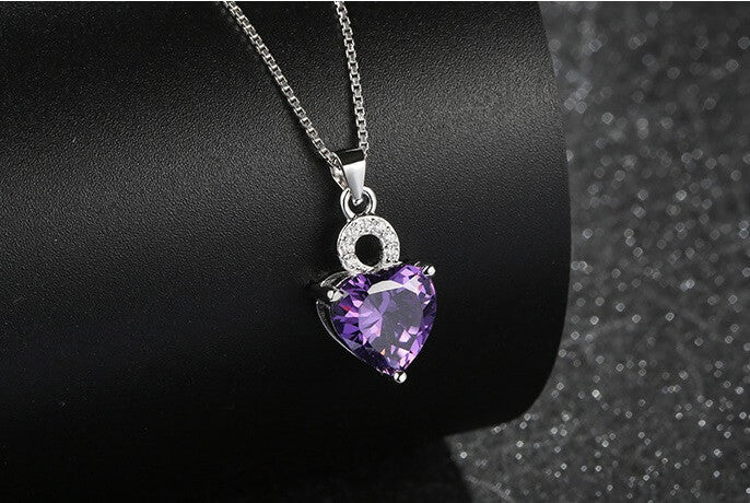 Solitaire Romance Necklace - Purple