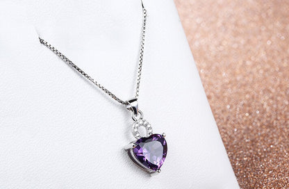 Solitaire Romance Necklace - Purple