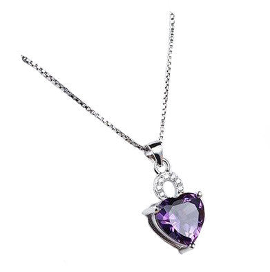 Solitaire Romance Necklace - Purple