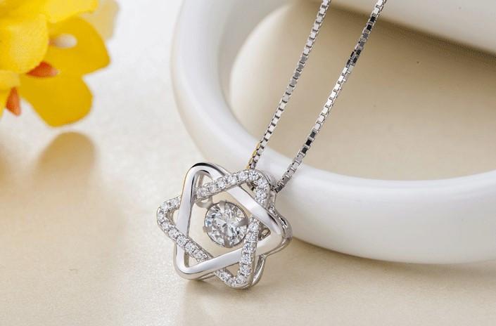 Star of David Dancing Stone Necklace