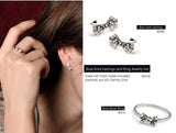 Bow Knot 925 Sterling Silver Jewelry Set (Earrings + Ring) - VivereRosse