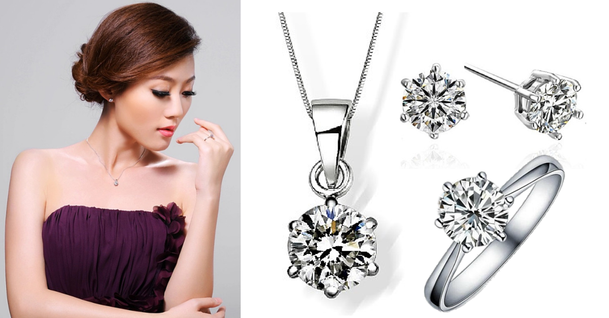 Classic Solitaire Jewelry Set (Earrings + Necklace + Ring) - VivereRosse
