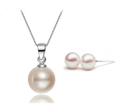Sea Shell Pearl Jewelry Set (Earrings + Necklace)